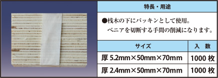 ●桟木の下にパッキンとして使用。べニアを切断する手間の削減になります。