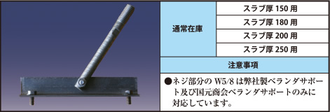 ●ネジ部分のW5/8は弊社製ベランダサポート及び国元商会ベランダサポートのみに対応しています。